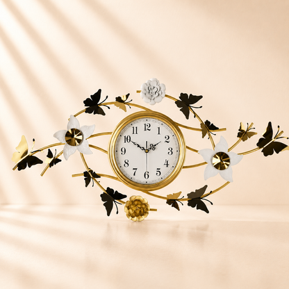 Flower & Butterflies Wall Clock 39”x19”