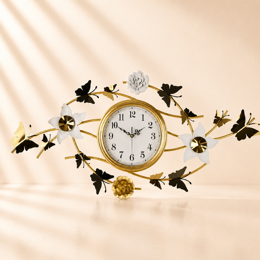 Flower & Butterflies Wall Clock 39”x19”