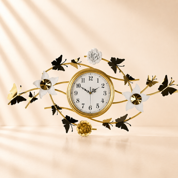 Flower & Butterflies Wall Clock 39”x19”