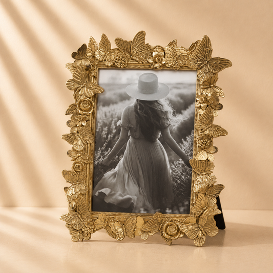 Photo Frame - Gold Polyresin Butterfly in Bloom  5x7 in.