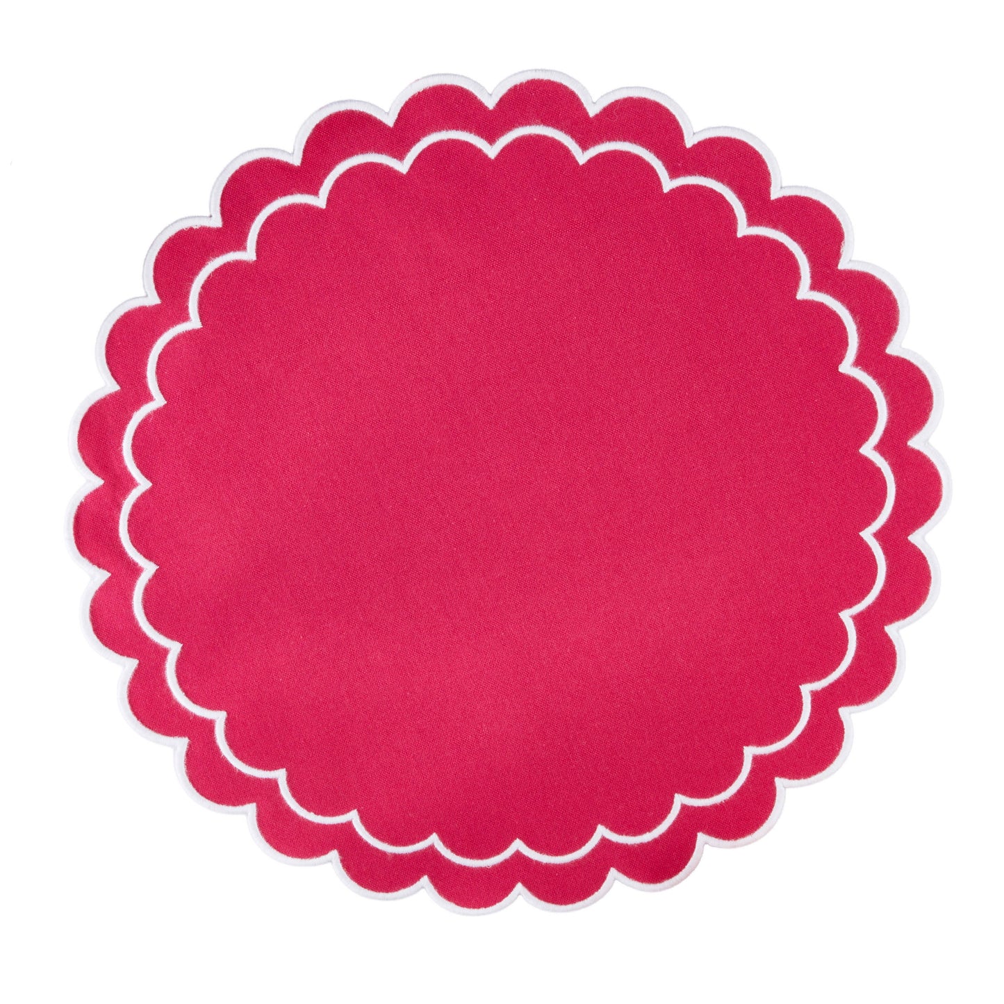Round Scalloped Cotton Placemats: Black / 15"