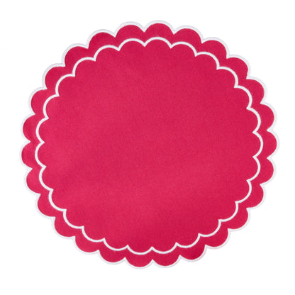 Round Scalloped Cotton Placemats: Black / 15"