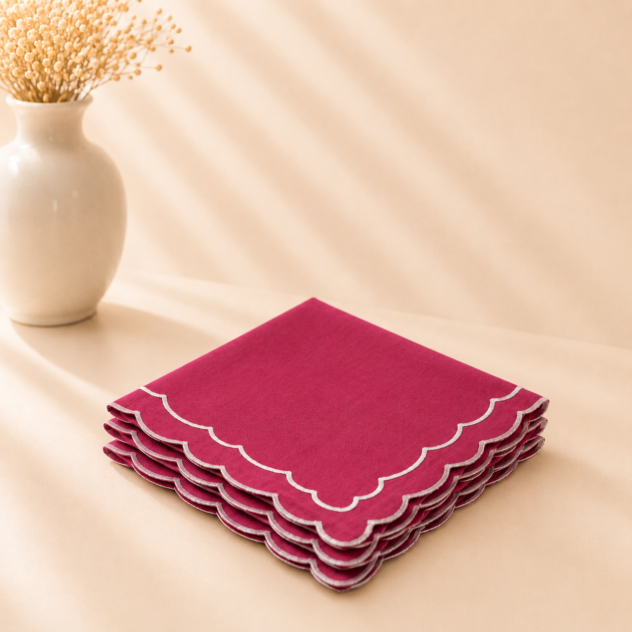 Scallop Napkin 20x20 Fuchsia Set of 4