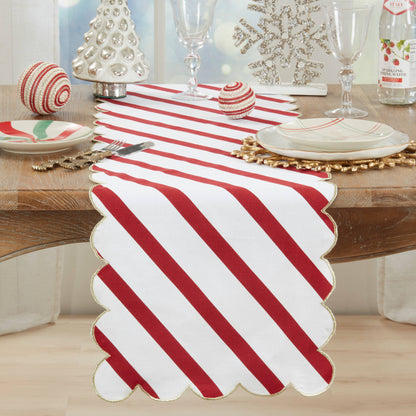 Cotton Scalloped Table Runner: Pink / 16"x72"