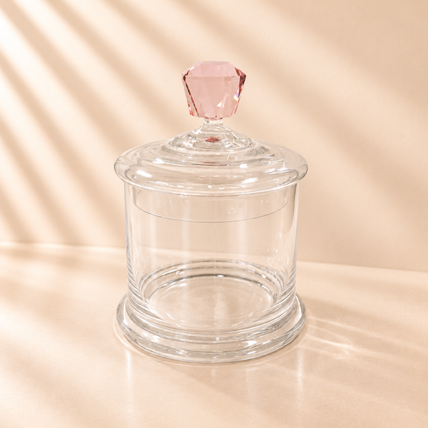 Glass Canister with Pink Diamond Handle