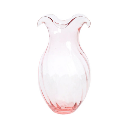 Vietri Hibiscus Glass Pink Fluted Vase