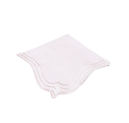 Washable 3 Line Scalloped White Napkin - 20" X 20" Set of 4