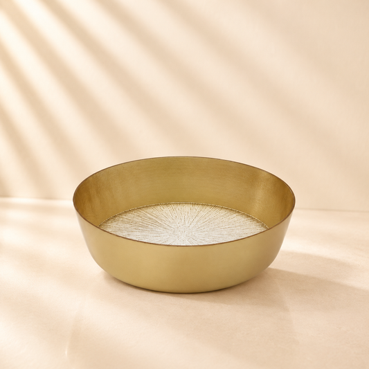 Glass Salad Bowl W/ Gold Wall