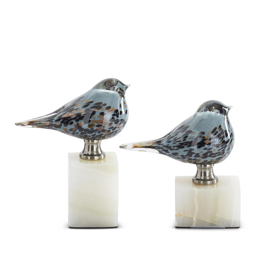 Blue Glass Bird Marble Base