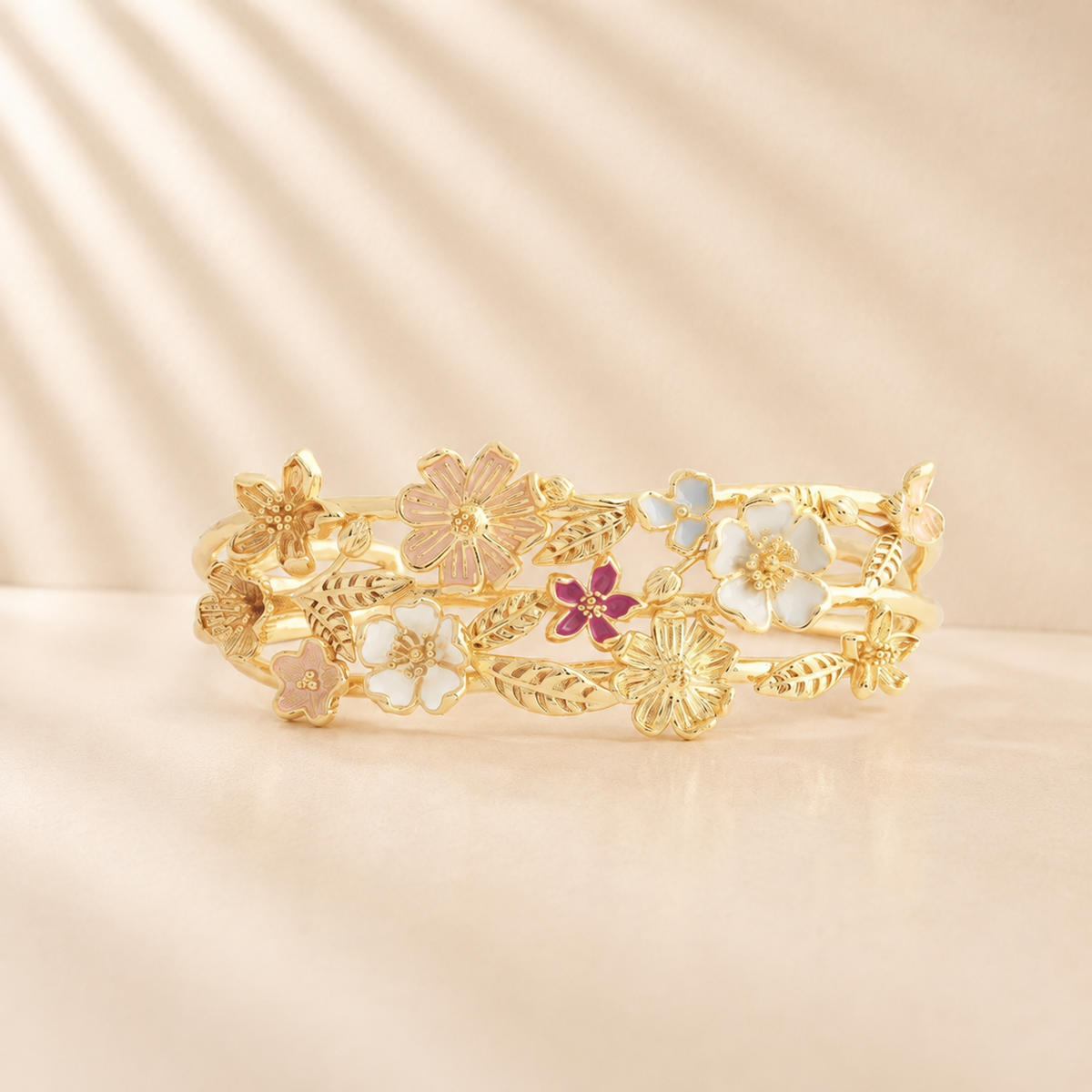 Wildflowers Bangle Gold Enamel
