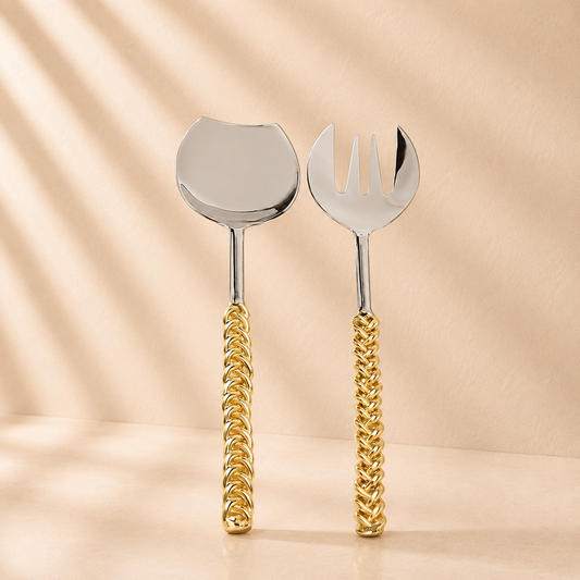 Gold Twisted Handle Salad Server