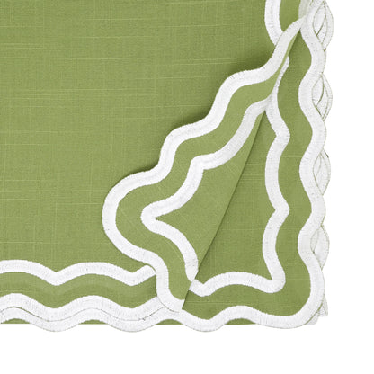 Scalloped Border Table Runner: Taupe / 16"x72"