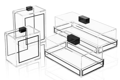 Clear Black Cake Tray W/ Clear Lid - 2 Sizes