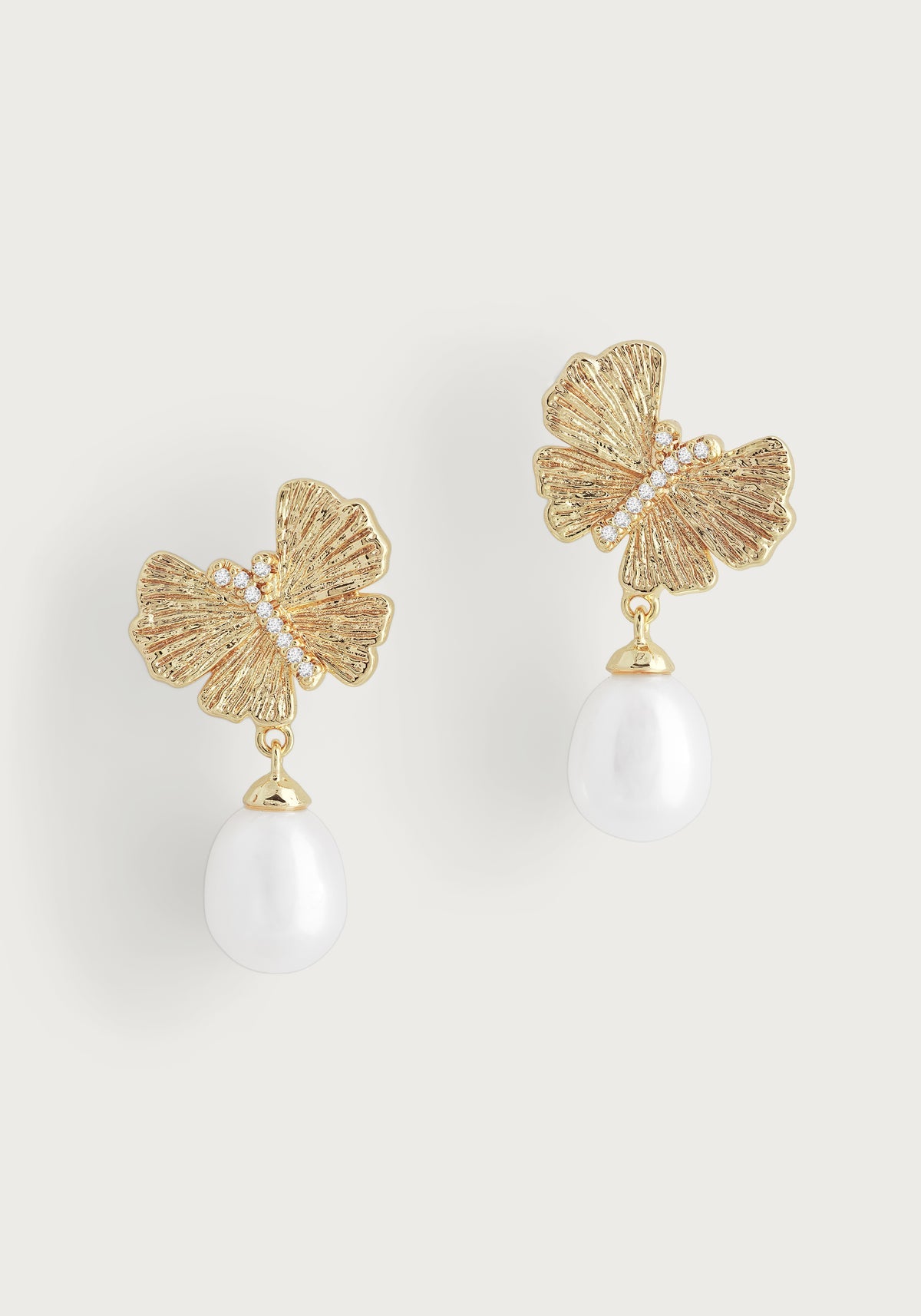 Butterfly Pearl Drop Earrings