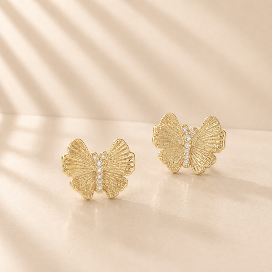 Butterfly Stud Gold Earrings