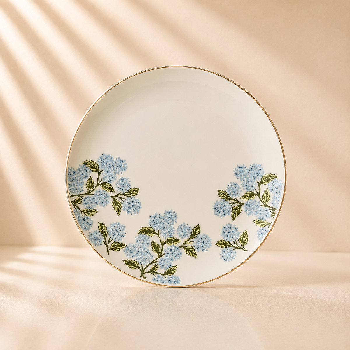 Blue Hydrangea Gold Rim Salad Plate 8” Set of 4