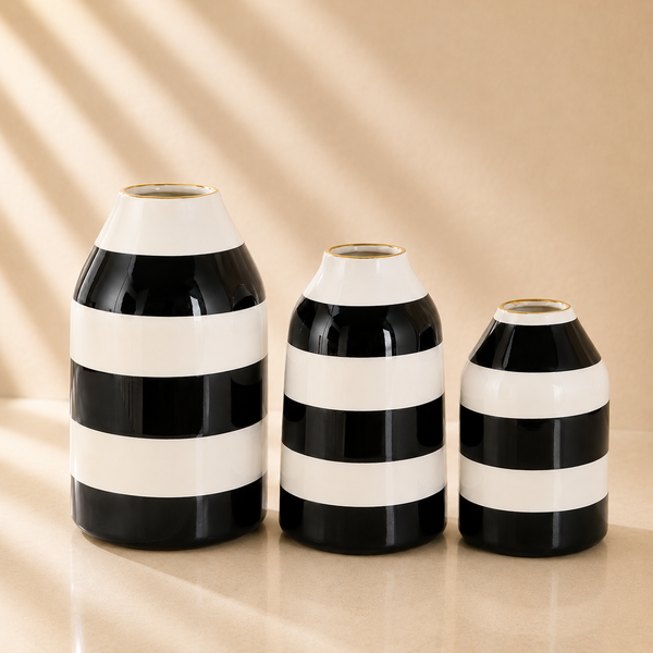 Black & White Striped Vase
