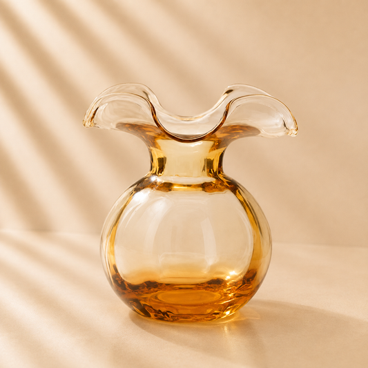 Vietri Hibiscus Glass Amber Medium Fluted Vase