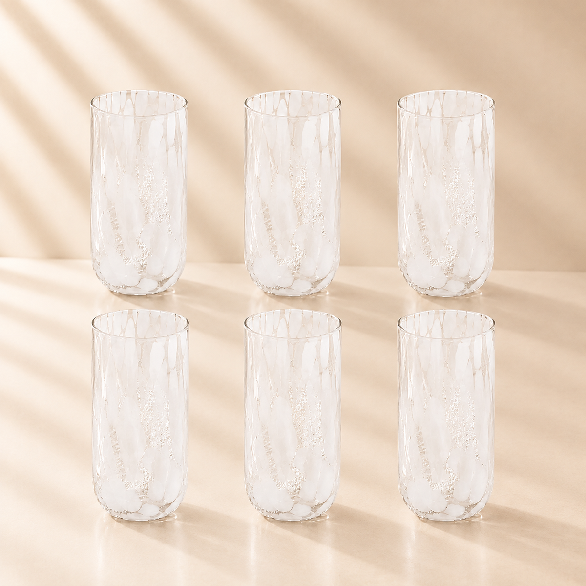Stained White Glasses Set of 6