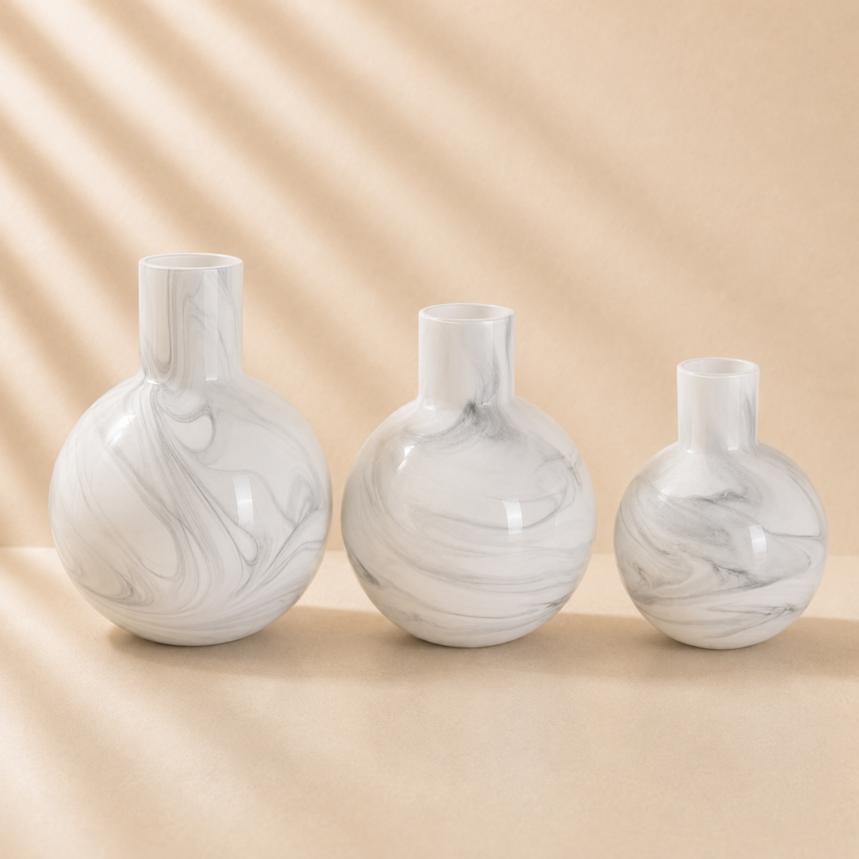 White & Black Swirley Glass Vase