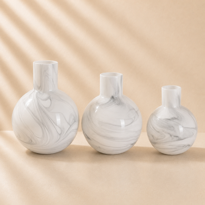 White & Black Swirley Glass Vase