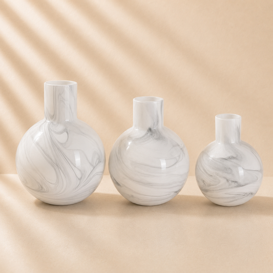 White & Black Swirley Glass Vase
