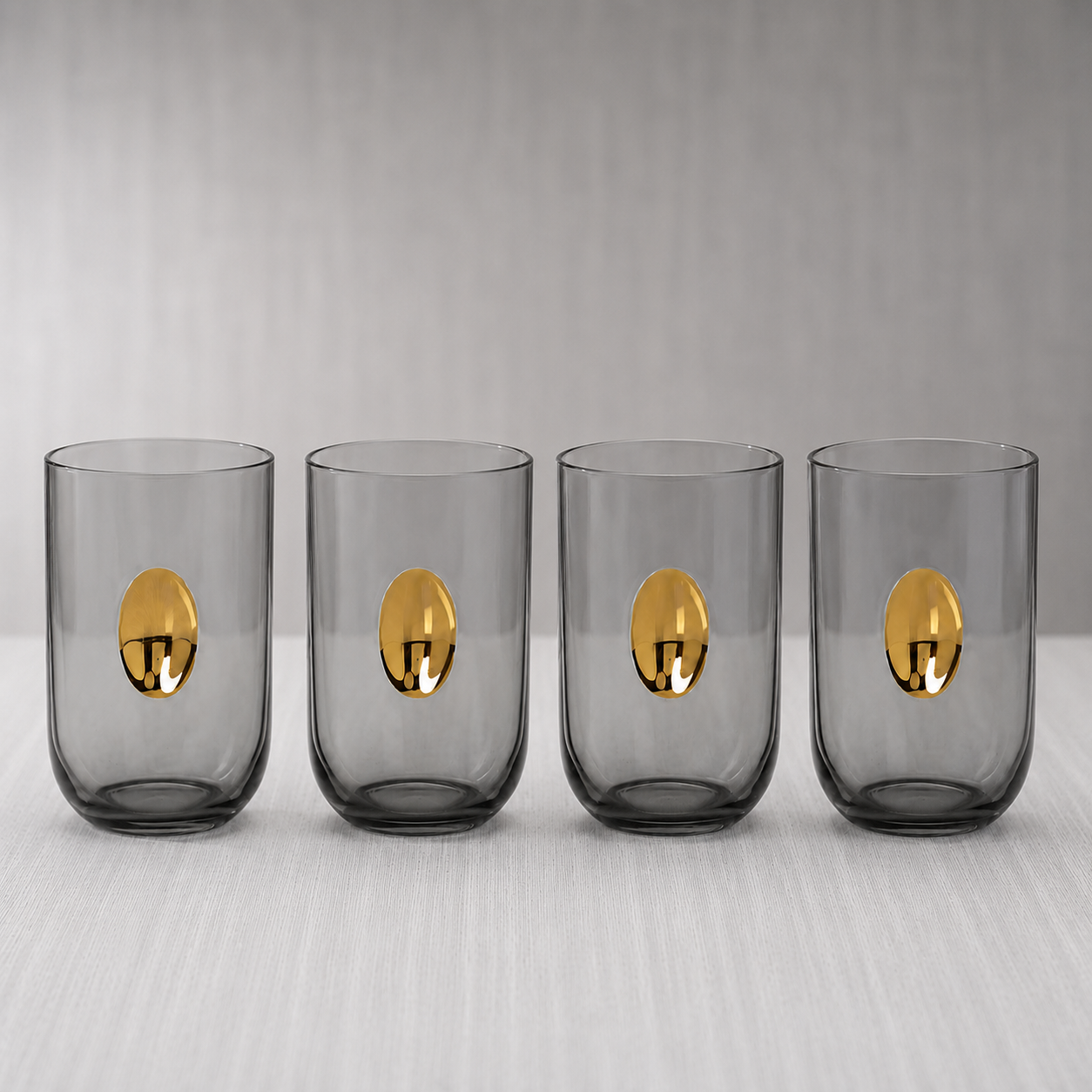 Aperitivo Tumbler w/ Gold Accent Ash Gray -Set of 4