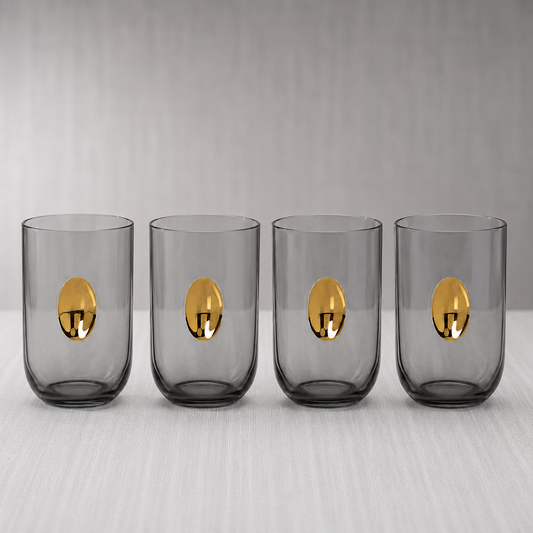 Aperitivo Tumbler w/ Gold Accent Ash Gray -Set of 4