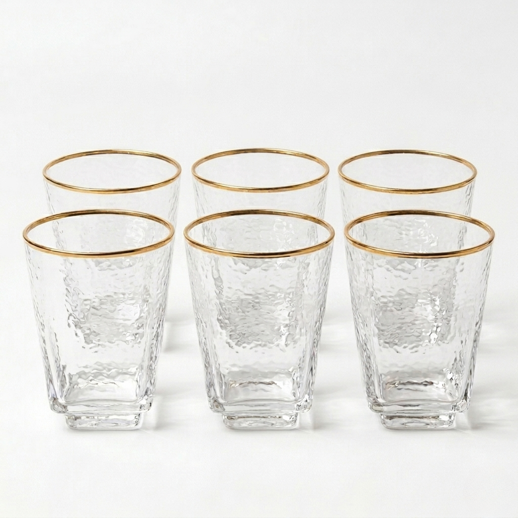 Square Gold Rim Tumblers-6 Set