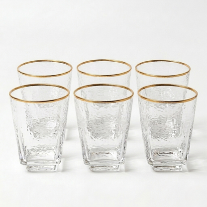 Square Gold Rim Tumblers-6 Set