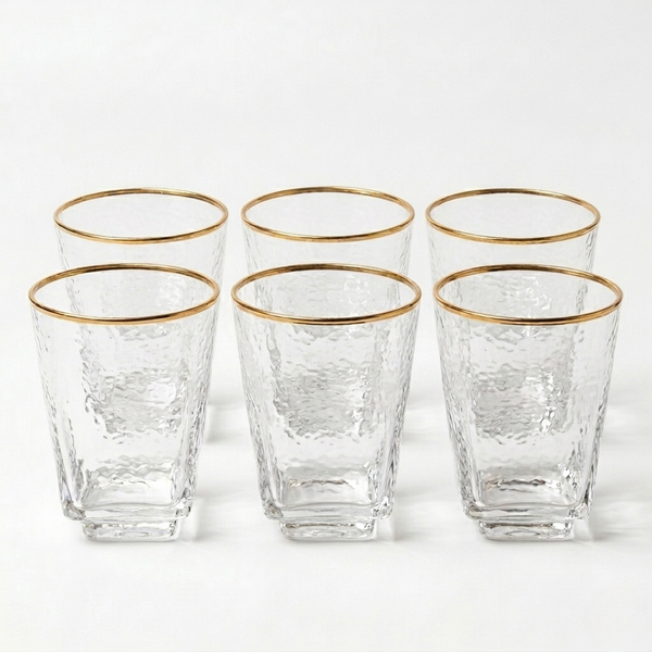 Square Gold Rim Tumblers-6 Set