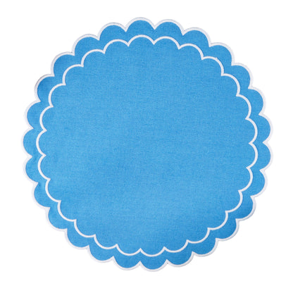 Round Scalloped Cotton Placemats: Black / 15"