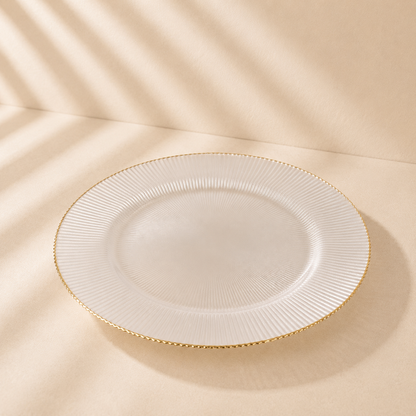 Ivory Glass Charger with Gold Rim