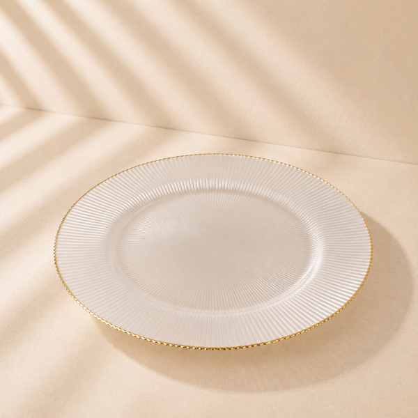 Ivory Glass Charger with Gold Rim