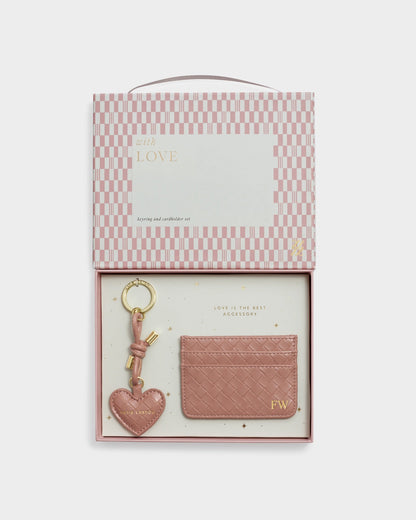 Katie Loxton Gift Boxed Keyring & Cardholder Set Nude Pink
