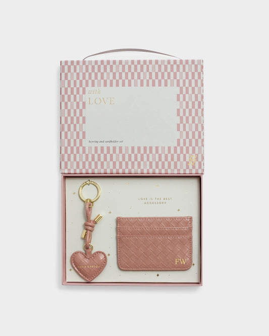 Katie Loxton Gift Boxed Keyring & Cardholder Set Nude Pink