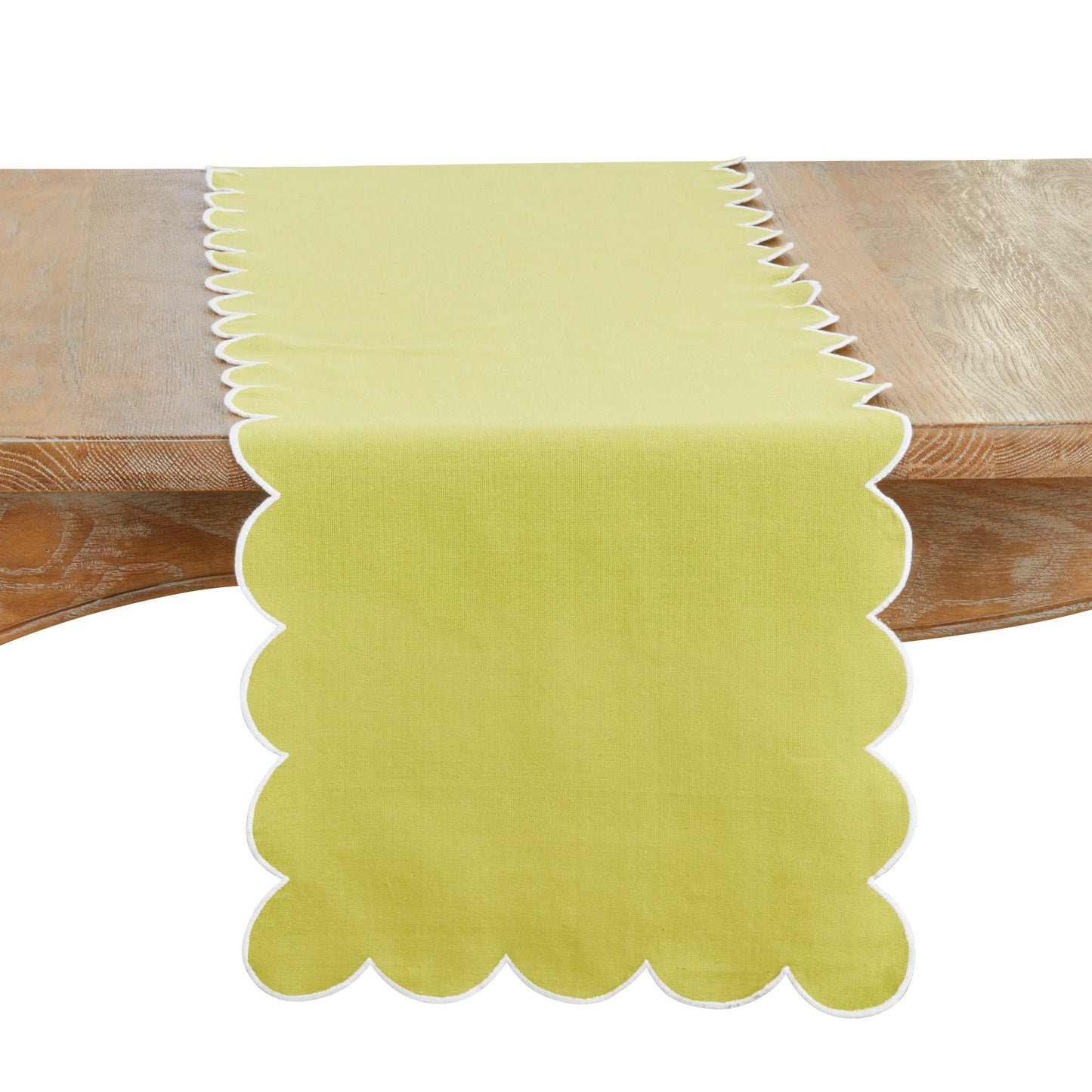 Cotton Scalloped Table Runner: Natural / 16"x72"