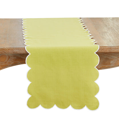 Cotton Scalloped Table Runner: Natural / 16"x72"