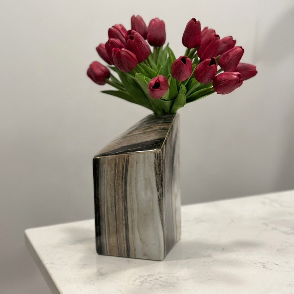 Salamais Gray Marble Vase 9”