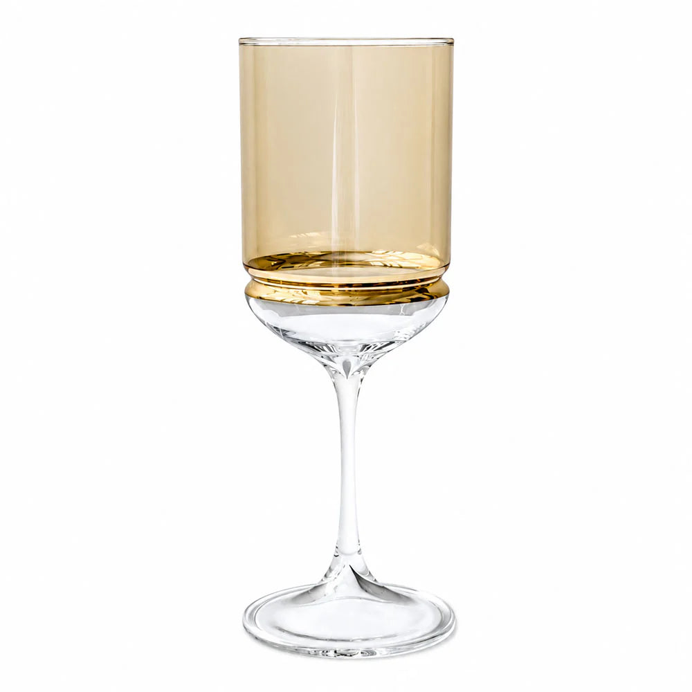 Amber Stem Wine Glasses with Band 6pk