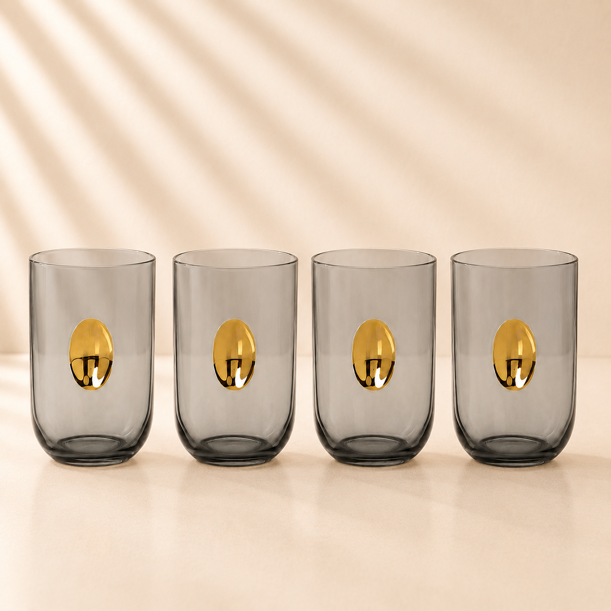 Aperitivo Tumbler w/ Gold Accent Ash Gray -Set of 4