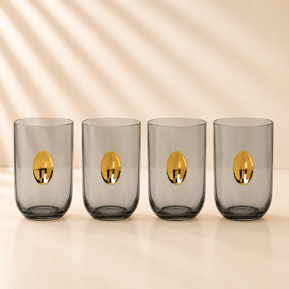 Aperitivo Tumbler w/ Gold Accent Ash Gray -Set of 4