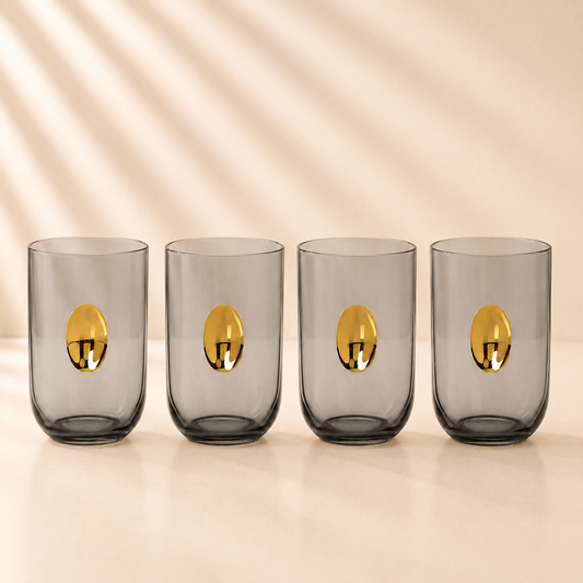 Aperitivo Tumbler w/ Gold Accent Ash Gray -Set of 4