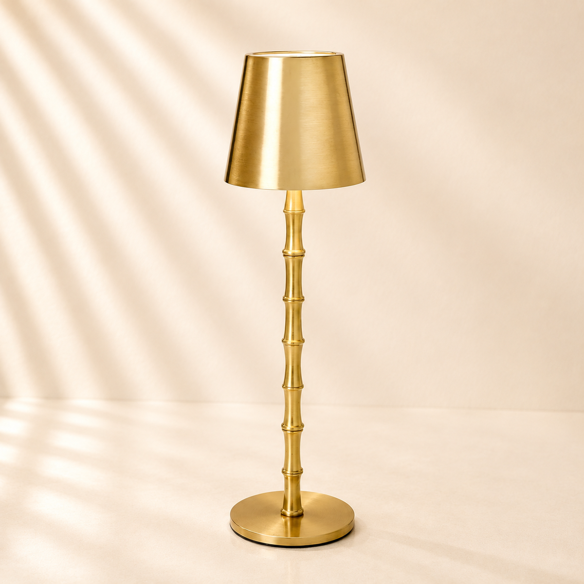 LED Cordless Gold Bamboo Lamp