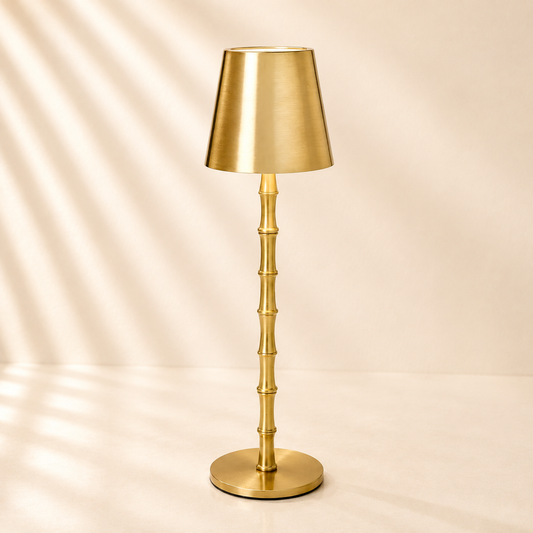 LED Cordless Gold Bamboo Lamp
