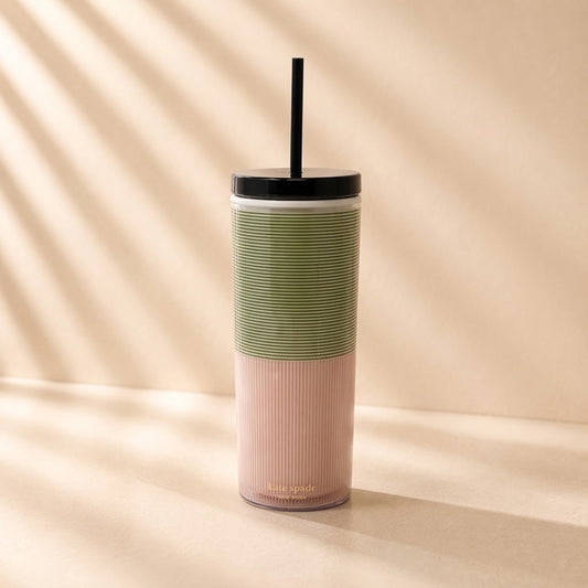 Acrylic Tumbler with Straw Petite Stripe