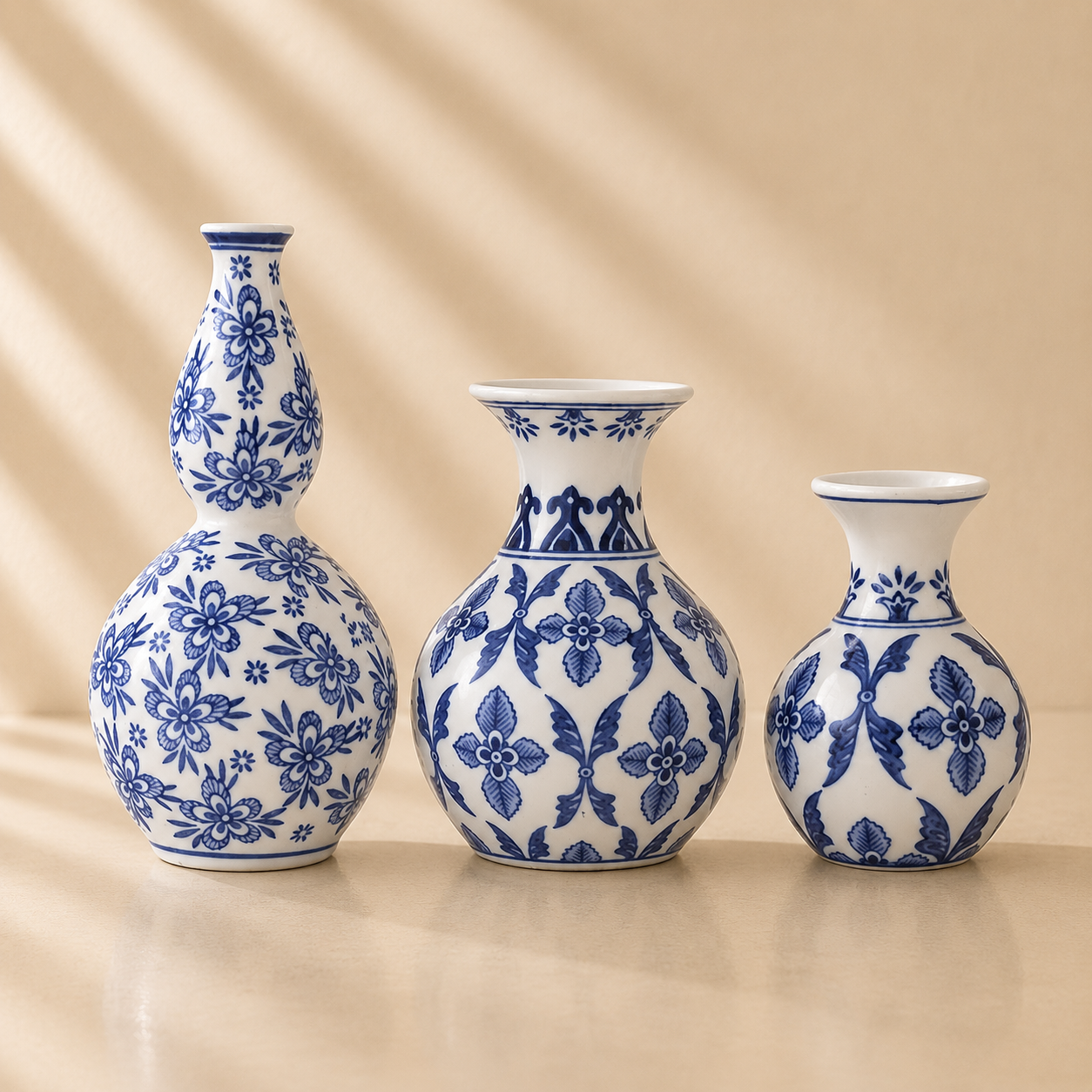 White Blue Floral Vase