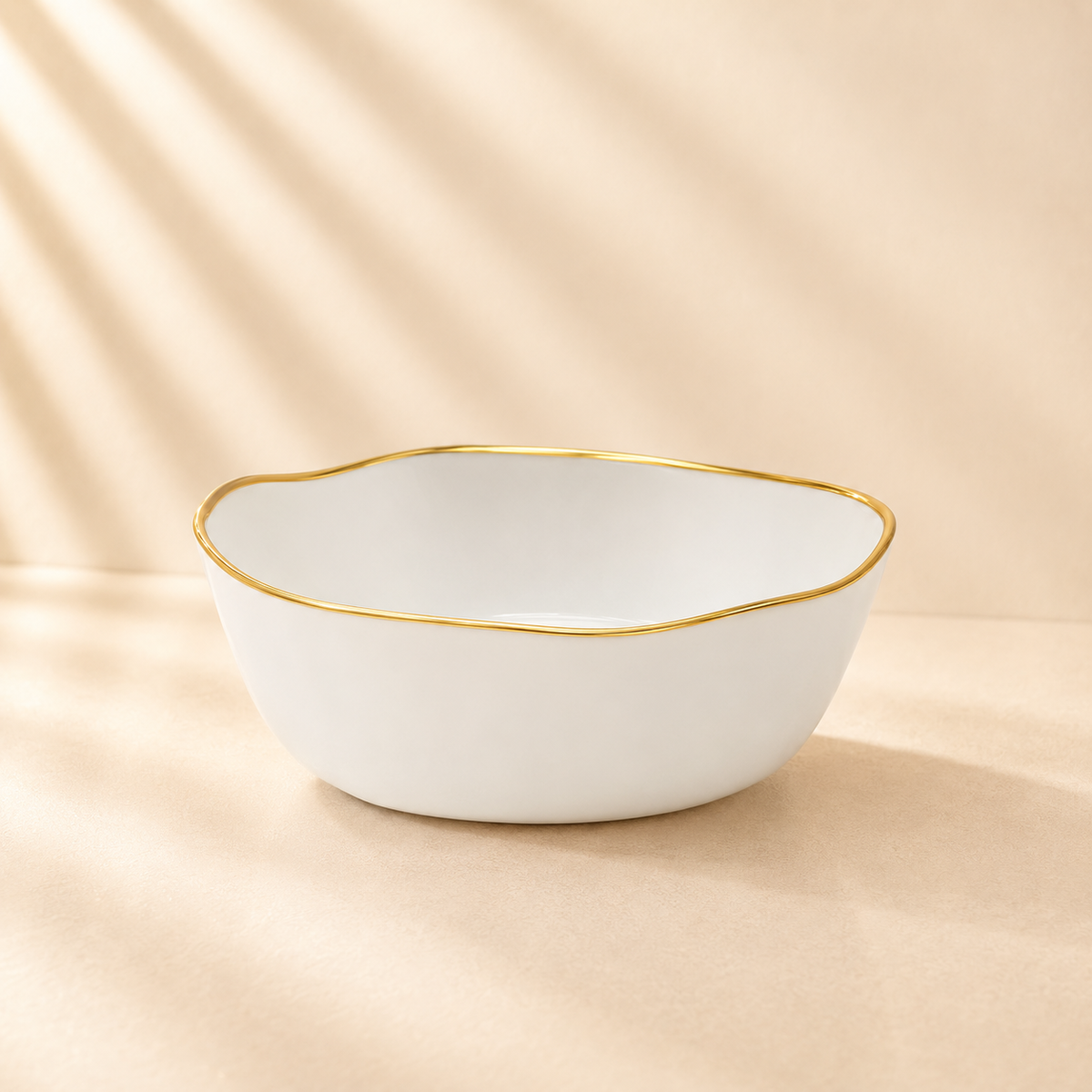 Gold Rim Organic White Salad Bowl