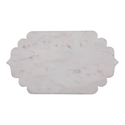 Decorative Tray - White Marble Oval Scallop Edge, 14 in.