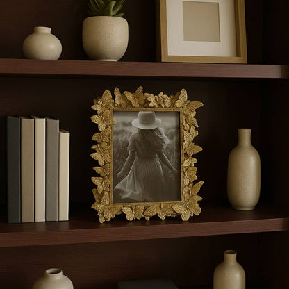 Photo Frame - Gold Polyresin Butterfly in Bloom  5x7 in.